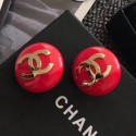 Chanel CC Round Stud Clip-on Earrings Red 2019 Collection CE01385