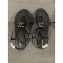 Chanel Chain CC Logo Thong Sandals Black 2020 CE04232