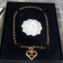 Chanel Chain Leather Heart Pendant Long Necklace 2019 Collection CE02701