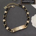 Chanel Chain Leather Tag Choker Necklace Black 2019 Collection CE01695
