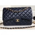 Chanel Classic Flap Jumbo/Large Bag A1113 Navy Blue in Sheepskin Leather with Gold Hardware CE02163