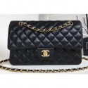 Chanel Classic Flap Medium Bag A1112 Black in Sheepskin Leather with Gold Hardware CE03654