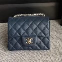 Chanel Classic Flap Mini Bag A1115 in Caviar Leather Sapphire with Silver Hardware CE01042