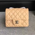 Chanel Classic Flap Mini Bag A1115 in Lambskin Leather Apricot with Silver Hardware CE01289