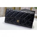 Chanel Classic Long Flap Wallet 30077 Lambskin Black/Gold CE00782