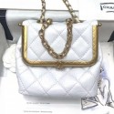 Chanel Crinkled Calfskin Small Kiss-Lock Bag AS1885 White 2020 Collection CE02181
