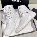 Chanel Crocodile Embossed Calfskin High-Top Sneakers G35079 White 2019 Collection CE01850