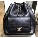 Chanel Crocodile Embossed Calfskin Large Backpack Bag AS0800 Black 2019 CE01161