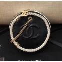 Chanel Crumpled Calfskin/Cotton Small Round Bag AS50075 Black 2019 CE01066