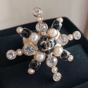 Chanel Crystal and Pearl Snowflake Ring AB1844 White/Black 2019 Collection CE03510