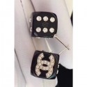 Chanel Dice Stud Earrings AB0033 Silver/Black/Crystal 2018 CE02485