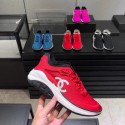 CHANEL FABRIC SNEAKERS G34763 RED/BLACK 2019 CE02146