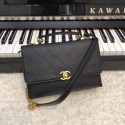 Chanel flap bag Grained Calfskin & Gold-Tone Metal AS0305 black CE02691