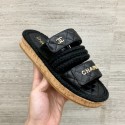 Chanel Flat Cord Slide Sandals G34603 Black/Gold 2019 Collection CE03372