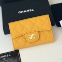 Chanel Grained Leather Classic Card Holder AP0214 Yellow 2019 Collection CE01907