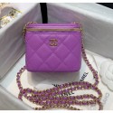 Chanel Grainy Leather Mini Vanity with Classic Chain AP1340 Purple 2020 Collection CE03908