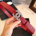 Chanel Grianed Calfskin Belt 30mm with Pearl CC Buckle Red 2019 Collection CE03835