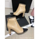 Chanel Heel Chain Ankle Boots Leather Beige 2020 CE02900