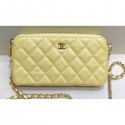 Chanel Iridescent Pearl Caviar Classic Clutch with Chain Bag A82527 Yellow 2019 CE02828