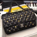 Chanel Lambskin 18k Charms Medium Classic Flap Bag A01112 Black 2018(Silver-Tone Metal) Collection CE02231