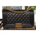 Chanel Lambskin Boy Flap Medium Bag Black/Gold CE01840