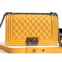 Chanel Lambskin Boy Flap Medium Bag Yellow/Silver CE00619