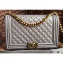 Chanel Lambskin Boy Flap New Medium Bag Gray/Gold CE01463