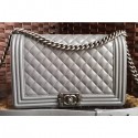 Chanel Lambskin Boy Flap New Medium Bag Gray/Silver CE04012