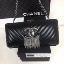 Chanel Lambskin CC Tassel Evening Clutch with Chain A69406 Black 2019 Collection CE02247