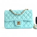 Chanel Lambskin Classic Flap Bag A01116 Light Blue With Gold Hardware CE04127