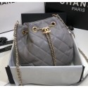 Chanel Lambskin Large Drawstring Bag With Chain AS1699 Grey 2020 Collection CE01646