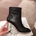 Chanel Lambskin Logo Heel Zipped Short Boots Black 2020 Collection CE04038
