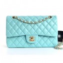 Chanel Lambskin Medium Classic Flap Bag A01112 Light Blue With Gold Hardware CE01830