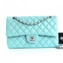 Chanel Lambskin Medium Classic Flap Bag A01112 Light Blue With Silver Hardware CE01252