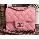 Chanel Lambskin Mini Classic Flap Bag A1115 Pink CE04211
