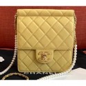 Chanel Lambskin with Imitation Pearls Mini Flap Bag AS0580 Yellow 2019 CE01344