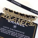 Chanel Lettering Leather Chain Brooch AB0623 Gold/Black 2019 Collection CE03844