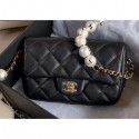 Chanel Logo Chain Pearl Small Flap Bag AS1436 Black 2020 CE04059