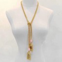 Chanel Metal Tags Pendants Long Necklace AB3075 Gold 2020 Collection CE03832