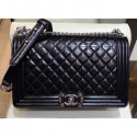 Chanel New Medium Metallic Crumpled Waxy Leather Resin Boy Flap Shoulder Bag Black CE02542