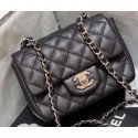 Chanel Original Quality Mini Classic Flap Bag 1115 in Caviar Leather Black with Silver Hardware CE03359