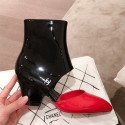Chanel Patent Calfskin Mary Jane Open Ankle Short Boots G35431 Red/Black 2020 Collection CE04085