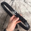 Chanel Pearl CC Buckle Belt in Lambskin 30mm Width Black/Silver/White 2018 CE01666