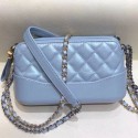 Chanel Pearl Glossy Quilted Vintage Leather Gabrielle Clutch with Chain A94505 Blue 2019 Collection CE03873