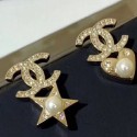Chanel Pearl Heart and Star Short Earrings AB2364 Gold/White 2019 Collection CE04291