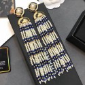 Chanel Pearl Tassel Long Earrings AB1972 Blue/Black 2019 Collection CE01229