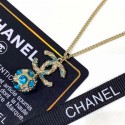 Chanel Pendant Necklace AB0584 Gold/Pearly White/Blue/Crystal 2019 Collection CE04347