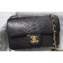 Chanel Python Classic Flap Small Bag A1116 Navy Blue CE02579
