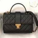 Chanel Quilted and Chevron Calfskin Flap Bag with Top Handle AS0804 Black 2019 Collection CE01235