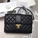 Chanel Quilted and Chevron Calfskin Large Flap Bag with Top Handle AS0712 Black 2019 Collection CE01653